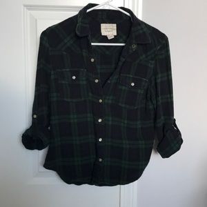 Green and blue button up